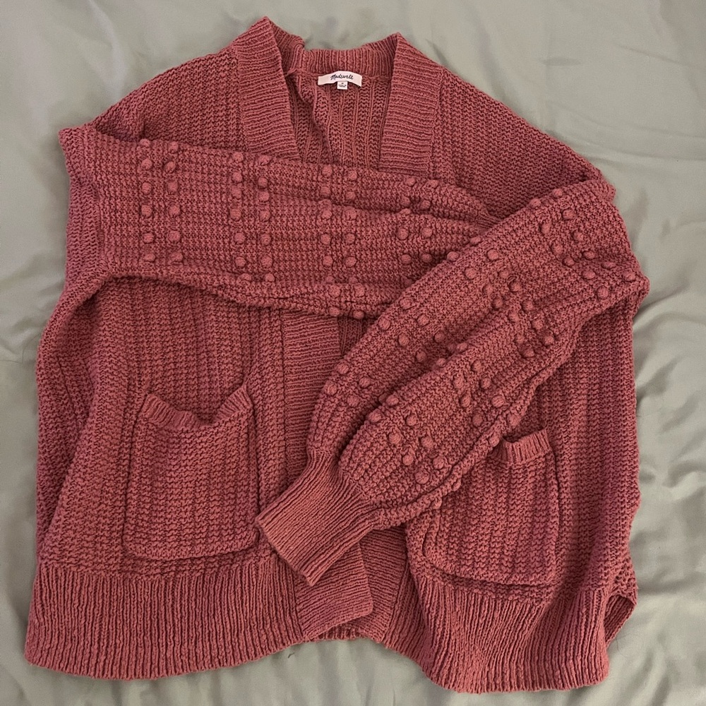 Pink Madewell Bobble Cardigan Sweater